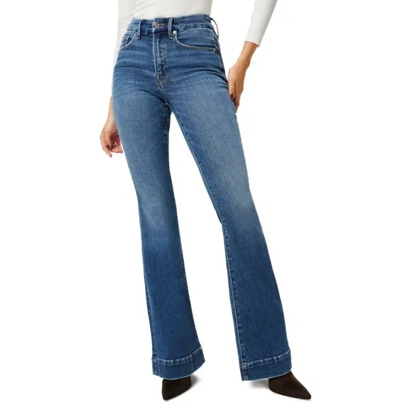 Good American Good Legs Flare Jeans Blue843 8 - Picture 7 of 14